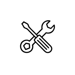Spanner and Screwdriver icon in line style, Repair symbol isolated on white background, Tools icon, service and repair business concept