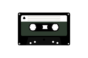 Old music cassette tape icon in flat style, isolated on white background, Retro music audio cassette, vector illustration