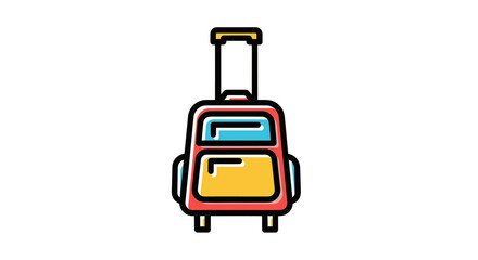 Colorful Cartoon Suitcase with Wheels and Extendable Handle.