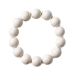 Matte white ceramic bead bracelet arranged in a loose circle, simple handcrafted jewelry design, balanced composition, isolated on transparent background.
