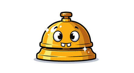 Adorable Golden Service Bell with a Cheerful Cartoon Face.