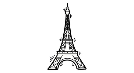 Obraz premium Hand-drawn Black and White Illustration of Eiffel Tower.