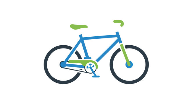 Stylized Blue Bicycle with Green Accents Simple Design.