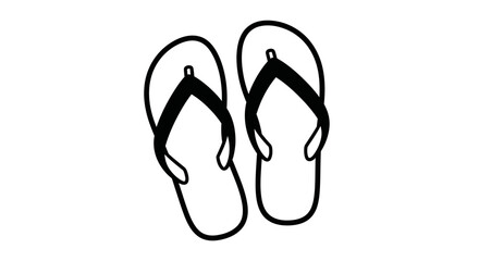 Simple Outline Drawing of a Pair of Black Flip-Flop Sandals.