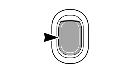 Stylized Illustration of an Airplane Window with a Push Lever.