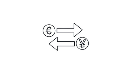 Euro and Yen Currency Exchange Arrows Icon.