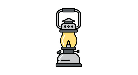 Vintage Style Kerosene Lantern with Glowing Yellow Flame.