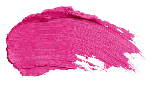 Vibrant fuchsia lipstick smudge on transparent background
