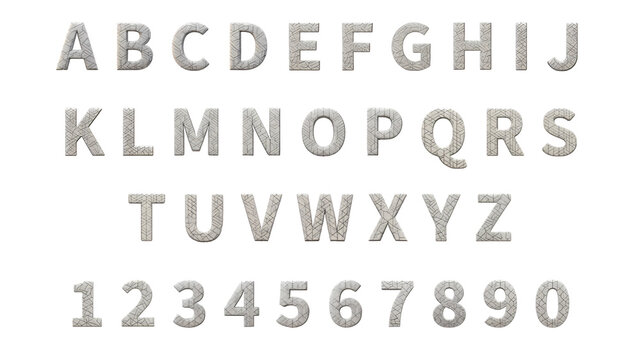 Alphabet Letters and Numbers Collection Gray Texture