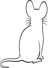 Simple black and white illustration of a mouse with long tail on white background – stock vector icon in line style