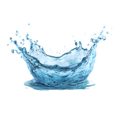 Refreshing Blue Water Wave Splash, Perfectly Isolated on White Background, PNG