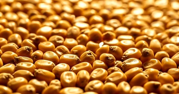 Close-up Macro View of Golden Corn Kernels, Agricultural Abundance