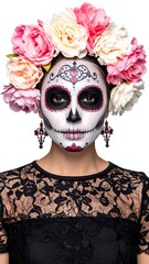 Woman with Day of the Dead makeup and floral crown