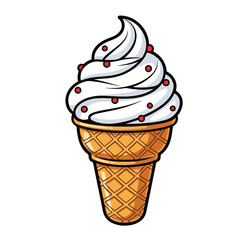 Handdrawn Detailed Ice Cream Cone with Topping Dessert Illustration