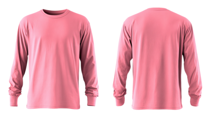 Front and back view of a light pink long-sleeve shirt
