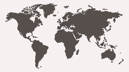 Monochrome World Map in Simple Vector Style

