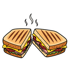 Handdrawn Freshly Cooked Grilled Sandwich Meal Illustration Graphic Design
