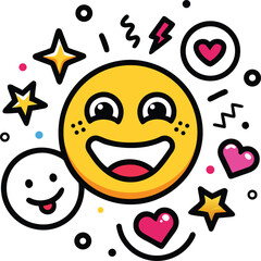 Funny Cartoon Smiley Icons Set