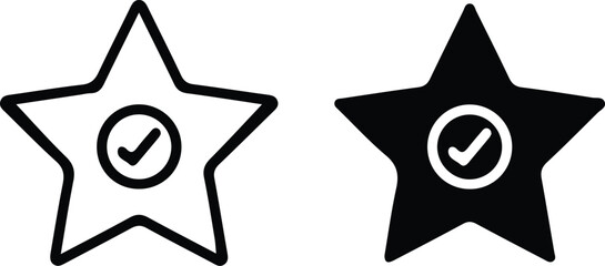 star set tick icon vector