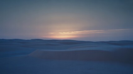 Serene Blue Desert Dunes Under Twilight Sky With Faint Sunset Hues sand dunes