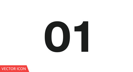 Bold Black Number Zero One on White Background.