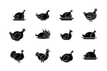 black and white food icons