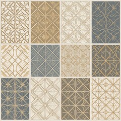 Geometric tile patterns in muted colors
