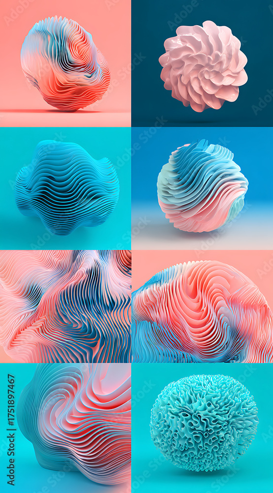 Wall mural harmonious visual-tactile dynamic background for e-commerce layouts with 3d dept