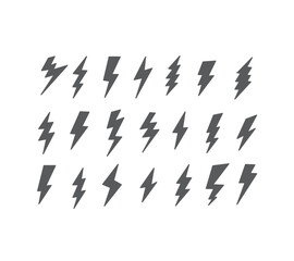 Distressed Black Lightning Bolt Vector Set in Grunge Punk Style