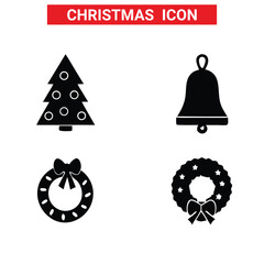 Hanging Christmas tree ball with snowflake icon. Black silhouette.Christmas ball icon. Set of christmas balls. Christmas ball icons in flat linear design.