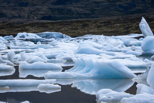 Floating icebergs on the glacier lagoon in Iceland.