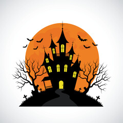 pooky Haunted House &ndash; Halloween Night Illustration