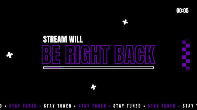 Stream will be right back streaming overlay with countdown 30 second 4K resolution