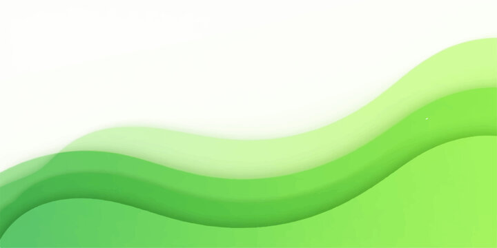 Abstract green waves flowing smoothly across a white background with soft light - Powered by Adobe