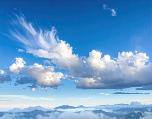 Expansive Sky Scene with Cumulus Clouds on a Sunny Day in a Pale Blue Sky Scenic Panorama in Bright Sunshine