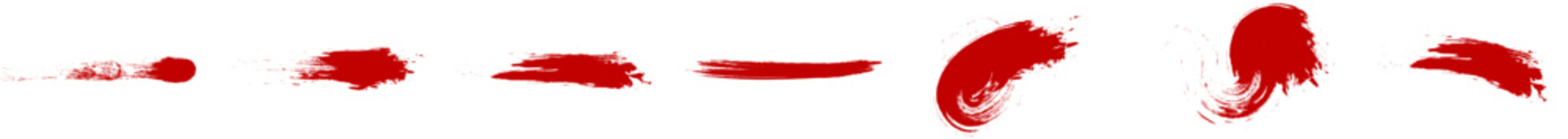 Red Paint Brush Strokes Vector Set | Artistic Grunge Ink Smear Texture Elements suitable for design