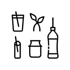 Line art illustration of ecofriendly products