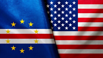 Fototapeta premium アメリカの国旗とカーボヴェルデの国旗(USA Flag &Cabo Verde flag.) 