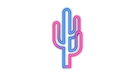 Obraz premium Vibrant Neon Cactus Icon Glowing Blue and Pink.