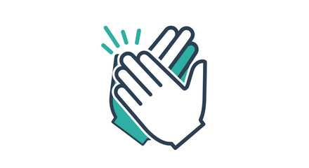 Obraz premium A simple modern graphic icon of two hands clapping in applause with green accents.