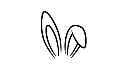 Cute Black Outline Cartoon Bunny Ears Illustration. © Rizal