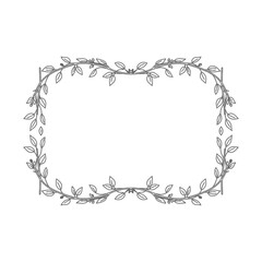 Elegant HandDrawn Botanical Frame with Delicate Leaves and Branches.