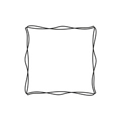 Hand drawn wavy square frame line art illustration.