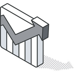 Isometric Bar Chart With Upward Trending Arrow Showing Positive Growth And Analysis On A Transparent Background