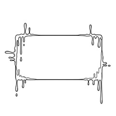 Hand drawn melting rectangular frame with liquid drips sketch.