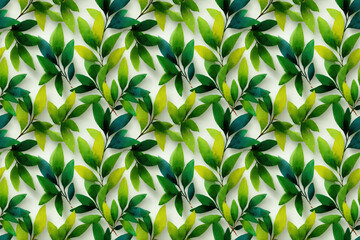 seamless pattern .  A repeating pattern of lush green leaves creates a vibrant and refreshing visual texture. 