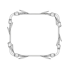 Elegant Floral Frame with Tulips for Invitations and Designs.
