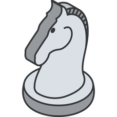 Isometric Chess Knight Piece With Transparent Background Representing Strategy and Finance In Business