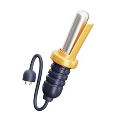 Styling Tool With Golden Accent And Black Handle Connected To A Power Cord With A Plug Isolated On A Transparent Background