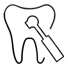 dentist icon, brush strokes, vector illustration on white background.